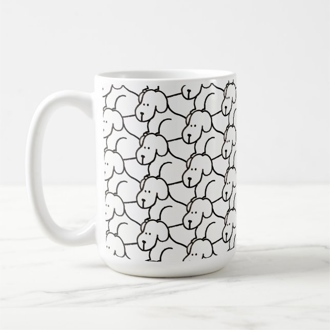 Funny Cartoon Sitting Dogs  Coffee Mug (Left)