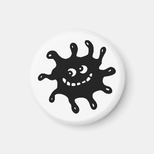 Funny Cartoon Smiling Black & White Germ Magnet