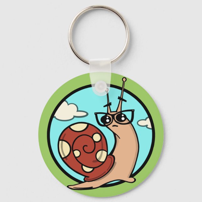 FUNNY CARTOON SNAIL GRAPHIC ROUND KEY CHAIN (Front)