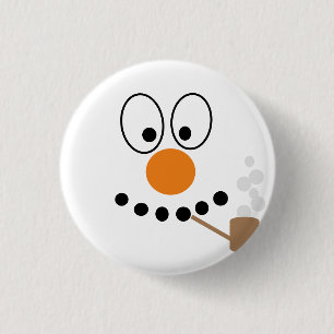 Funny Cartoon Snowman Face Christmas 1 Inch Round Button
