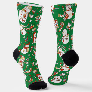 Funny Cartoon Snowmen Christmas Pattern Socks