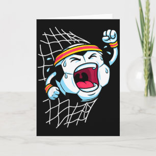 Funny Cartoon Soccer Ball Breaking Net Scoring Goa Card