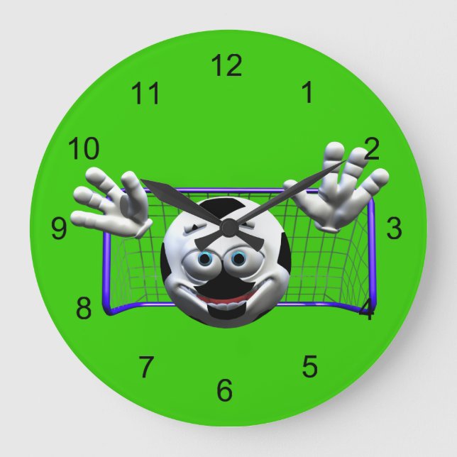 Funny Cartoon Soccer Ball Large Clock (Front)