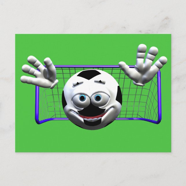 Funny Cartoon Soccer Ball Postcard (Front)