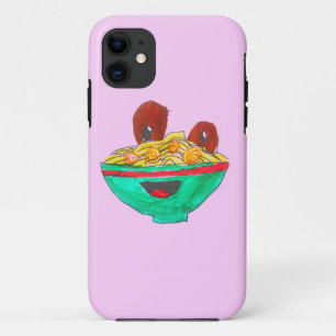 Funny cartoon spaghetti meatballs art iPhone 11 case