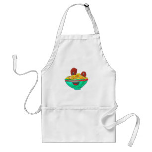 Funny cartoon spaghetti meatballs art standard apron