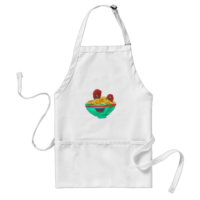 Funny cartoon spaghetti meatballs art standard apron (Front)
