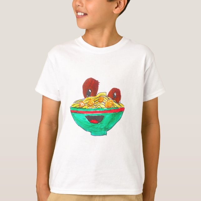 Funny cartoon spaghetti meatballs art T-Shirt (Front)