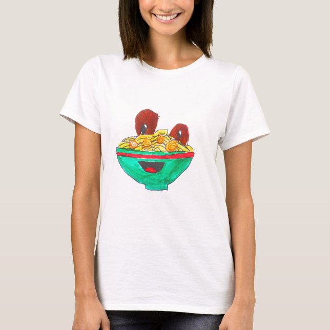 Funny cartoon spaghetti meatballs art T-Shirt (Front)