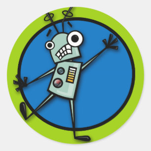 FUNNY CARTOON STYLE ROBOT STICKERS