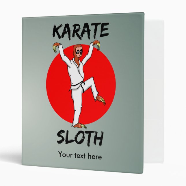 Funny Cartoon Style Sloth Doing Martial Arts Binder (Front/Inside)