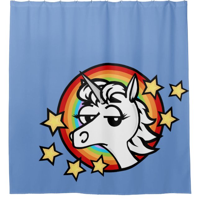 FUNNY CARTOON STYLE UNICORN SHOWER CURTAIN (Front)