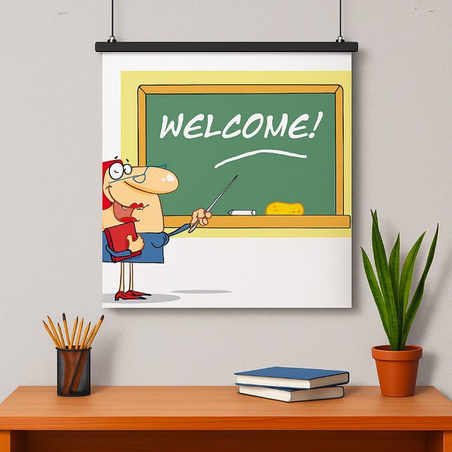 Funny Cartoon Teacher Welcome Back to School Poster (Creator Uploaded)