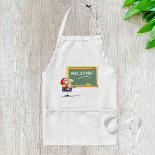 Funny Cartoon Teacher Welcome Back to School Standard Apron