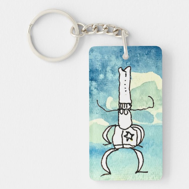 Funny Cartoon Texas Cowboy  Keychain (Front)