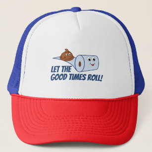 Funny Cartoon Toilet Paper and Poop Emoji  Trucker Hat