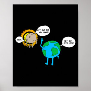 Funny Cartoon Total Solar Eclipse April Poster