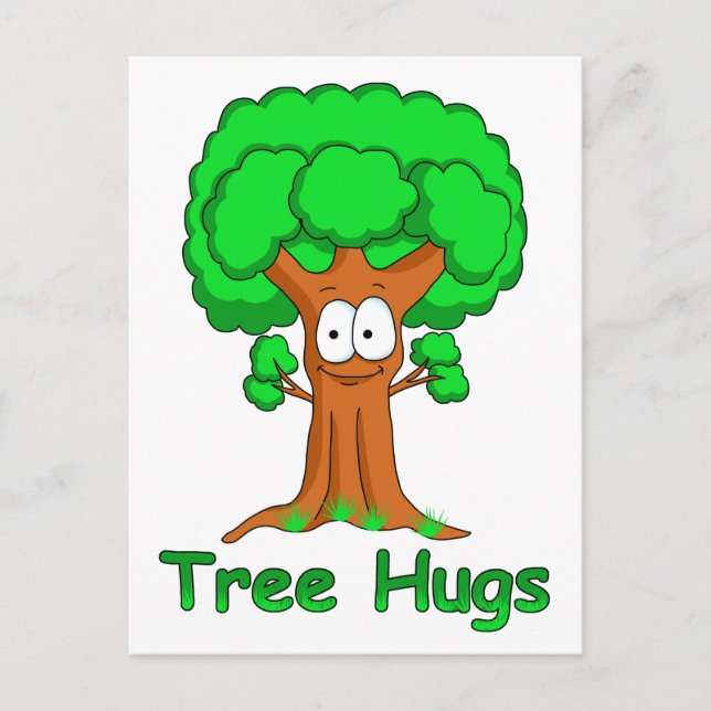 Funny Cartoon Tree Hugs Postcard (Front)