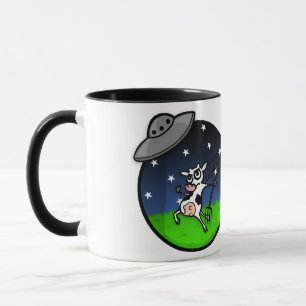 FUNNY CARTOON VACHE ALIEN ABDUCTION RINGER MUG