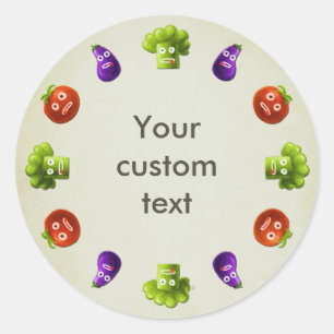 Funny Cartoon Vegetables Classic Round Sticker