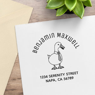Funny Cartoon White Duck Pet Necktie Arch Address Rubber Stamp