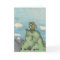 Funny cartoon yak on mountain top.