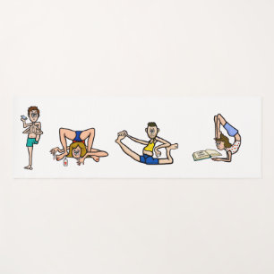 Funny Cartoon Yoga People Yoga Mat