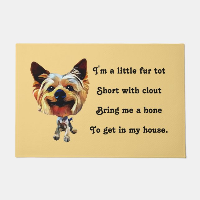 Funny Cartoon Yorkshire Terrier Doormat (Front)