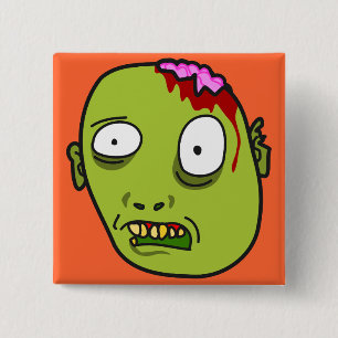 Funny Cartoon Zombie Face 2 Inch Square Button