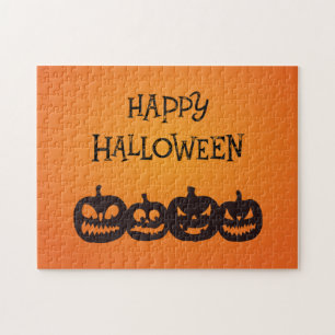 Funny Carved Halloween Pumpkin Quartet Jigsaw Puzzle