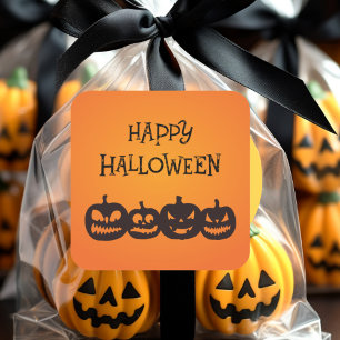 Funny Carved Halloween Pumpkin Quartet Square Sticker