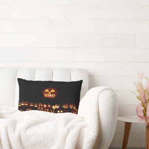 Funny Carved Pumpkins Jack O'Lantern Halloween Lumbar Pillow