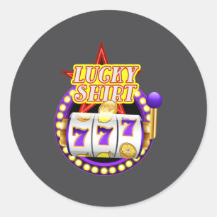 Funny Casino Slot Machine Jackt Lucky  Classic Round Sticker