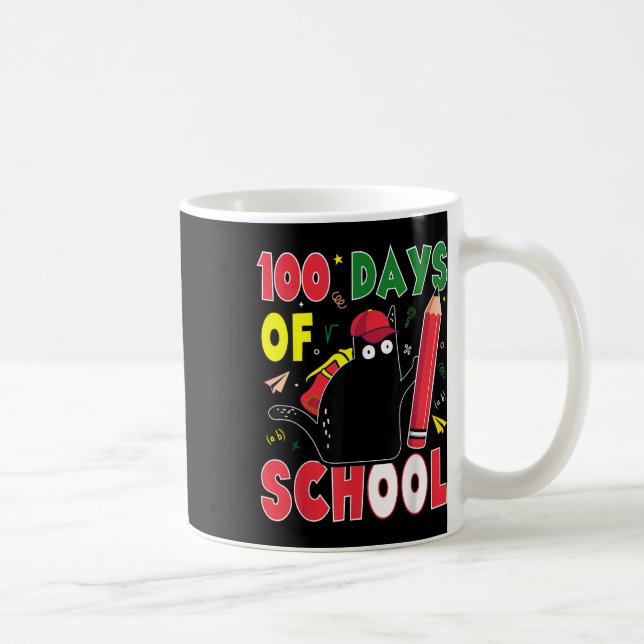 Funny Cat 100 Days Of School Kitten Pencil 100th D Coffee Mug (Right)