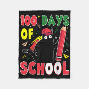 Funny Cat 100 Days Of School Kitten Pencil 100th D Fleece Blanket