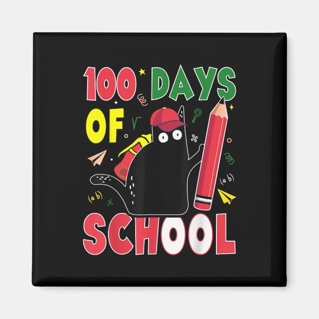 Funny Cat 100 Days Of School Kitten Pencil 100th D Magnet (Front)