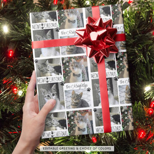 Funny Cat 4 Photo MEOWY CHRISTMAS Personalized Wrapping Paper