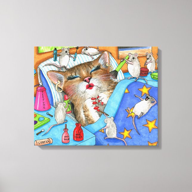 Funny Cat 508 mouse make-up poster Canvas Print (Front)