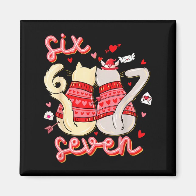 Funny Cat 67 Meme Six Seven Gen Alpha Slang Kids V Magnet (Front)