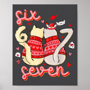 Funny Cat 67 Meme Six Seven Gen Alpha Slang Kids V Poster