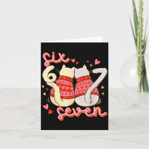 Funny Cat 67 Meme Six Seven Gen Alpha Slang Valent Card