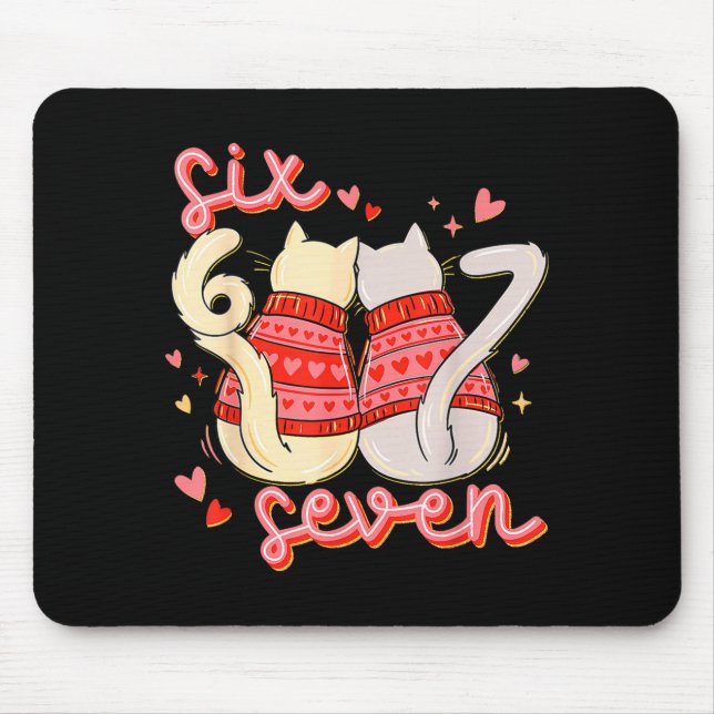 Funny Cat 67 Meme Six Seven Gen Alpha Slang Valent Mouse Pad (Front)
