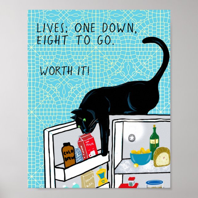 Funny cat 8 lives to go Poster (Front)