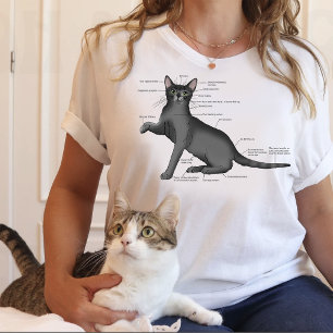 Funny Cat Anatomy Diagram Humour Nerdy T-Shirt