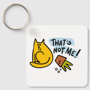 Funny cat and an overturned flower pot keychain