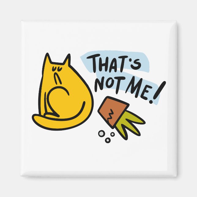 Funny cat and an overturned flower pot magnet (Front)