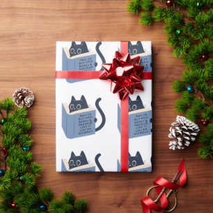 Funny Cat and Book – Book Lover & Reading  Wrapping Paper