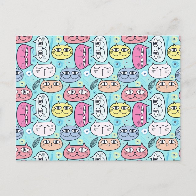 Funny Cat and Kitten Faces Cat Lover  Postcard (Front)
