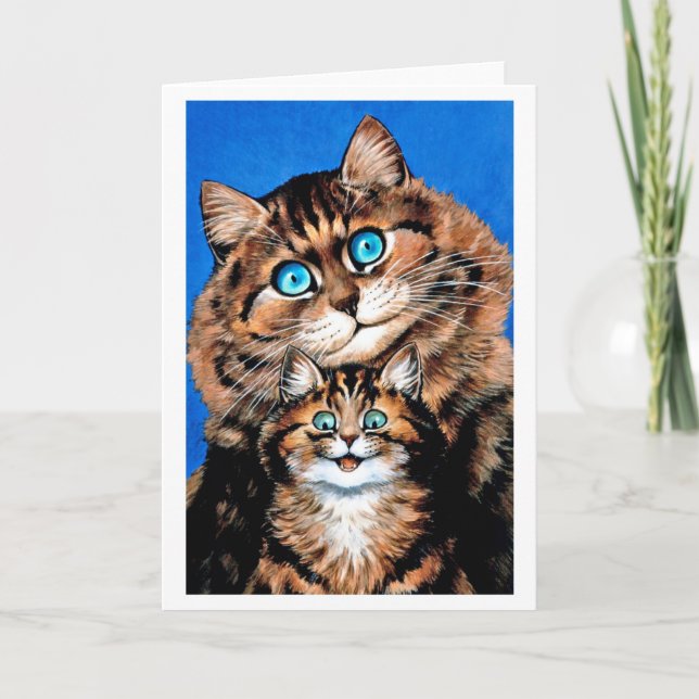 Funny Cat and Kitten, Louis Wain Card (Front)