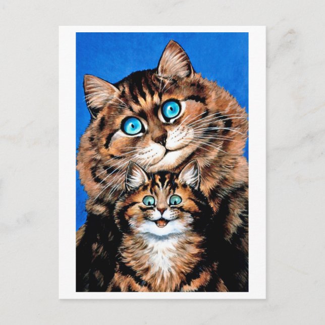 Funny Cat and Kitten, Louis Wain Postcard (Front)